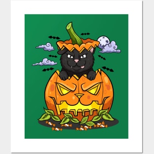 Kitty black halloween Posters and Art